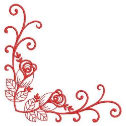 Redwork Rose Corners 04(Sm) machine embroidery designs