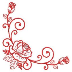 Redwork Rose Corners 05(Sm) machine embroidery designs