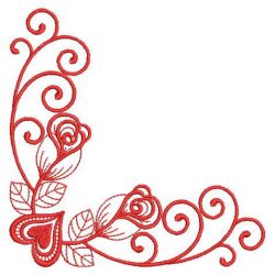 Redwork Rose Corners 07(Sm) machine embroidery designs