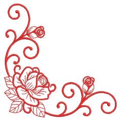 Redwork Rose Corners 09(Md) machine embroidery designs