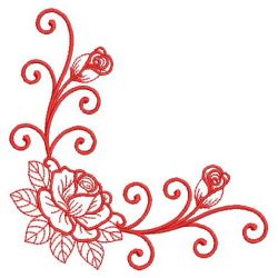 Redwork Rose Corners 10(Sm) machine embroidery designs