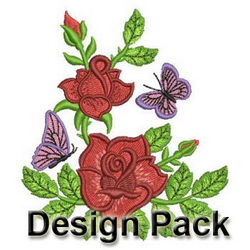 Red Roses and Butterflies machine embroidery designs