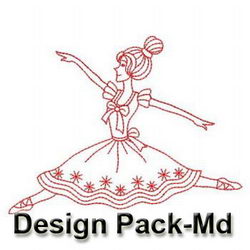 Redwork Ballet Girls(Md) machine embroidery designs