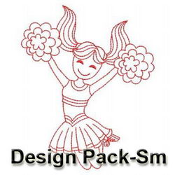 Redwork Cheerleaders Girls(Sm) machine embroidery designs