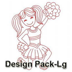 Redwork Cheerleaders Girls(Lg) machine embroidery designs
