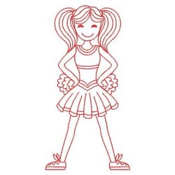 Redwork Cheerleaders Girls 02(Lg) machine embroidery designs