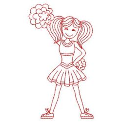 Redwork Cheerleaders Girls 03(Lg) machine embroidery designs