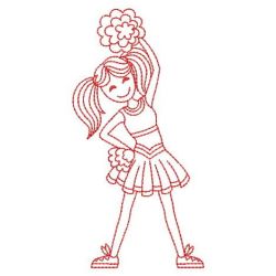 Redwork Cheerleaders Girls 04(Md) machine embroidery designs