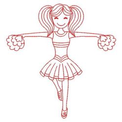 Redwork Cheerleaders Girls 08(Md) machine embroidery designs