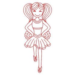 Redwork Cheerleaders Girls 10(Sm) machine embroidery designs