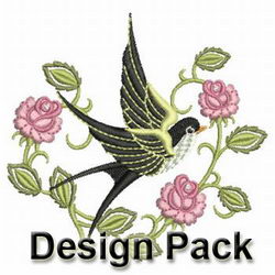 Rose and Swallow machine embroidery designs