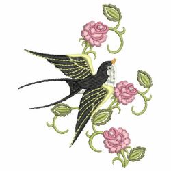 Rose and Swallow 01 machine embroidery designs