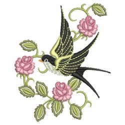 Rose and Swallow 05 machine embroidery designs