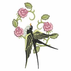 Rose and Swallow 09 machine embroidery designs
