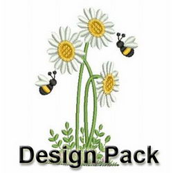 Bee and Flowers machine embroidery designs