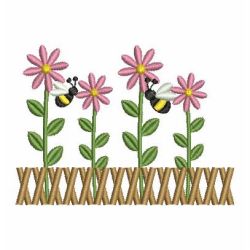 Bee and Flowers 04 machine embroidery designs