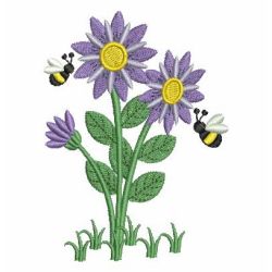 Bee and Flowers 05 machine embroidery designs