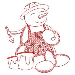 Redwork Calendar Snowmen Doll 04(Lg) machine embroidery designs