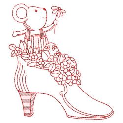 Redwork Mouse in Boot 2 06(Sm) machine embroidery designs