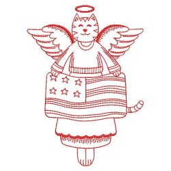 Redwork Folk Angel Cat 02(Sm)