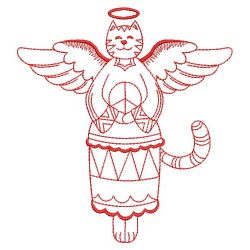 Redwork Folk Angel Cat 05(Md) machine embroidery designs