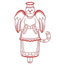 Redwork Folk Angel Cat 06(Sm)