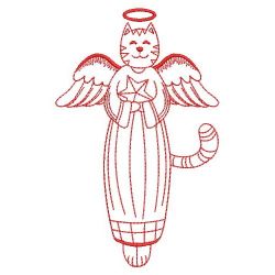 Redwork Folk Angel Cat 07(Lg)