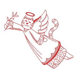 Redwork Folk Angel Cat 09(Lg) machine embroidery designs