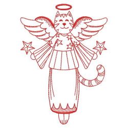 Redwork Folk Angel Cat 10(Md)