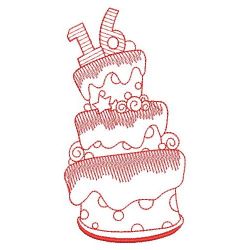 Redwork Whimsical Cake(Md) machine embroidery designs