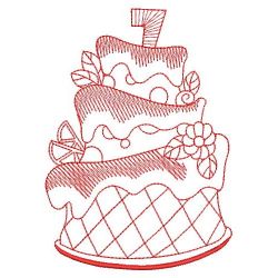 Redwork Whimsical Cake 04(Sm)