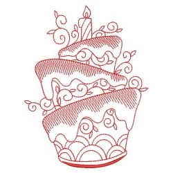 Redwork Whimsical Cake 05(Lg) machine embroidery designs