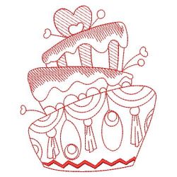 Redwork Whimsical Cake 06(Sm) machine embroidery designs