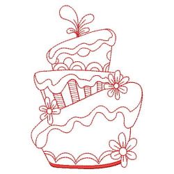 Redwork Whimsical Cake 09(Sm) machine embroidery designs