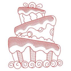 Redwork Whimsical Cake 10(Sm) machine embroidery designs