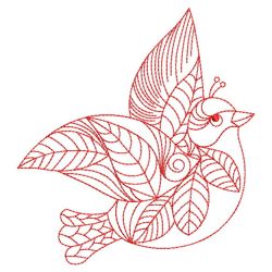 Redwork Doodle Bird 02(Sm)