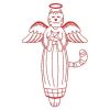 Redwork Folk Angel Cat 07(Sm)