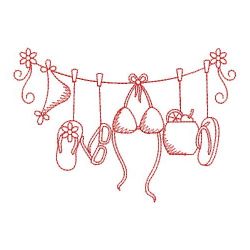 Redwork Clothesline 03(Lg) machine embroidery designs