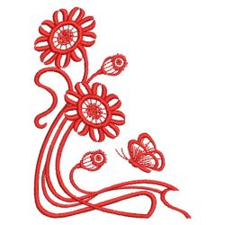 Art Nouveau Redwork Corner 06(Lg) machine embroidery designs