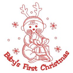 Redwork Baby First Holiday 02(Lg) machine embroidery designs