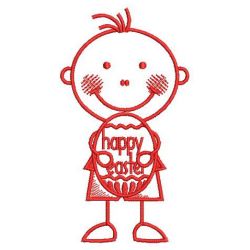 Redwork Stick Easter Kid(Lg) machine embroidery designs