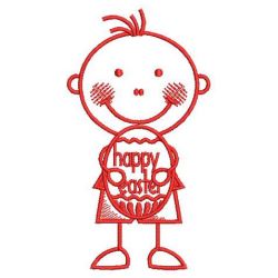 Redwork Stick Easter Kid(Lg) machine embroidery designs