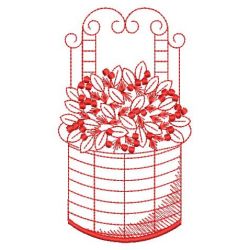 Redwork Flower Basket 01(Md) machine embroidery designs