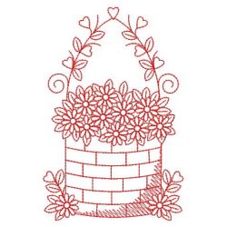 Redwork Flower Basket 02(Sm)