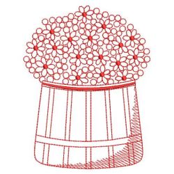 Redwork Flower Basket 03(Sm)