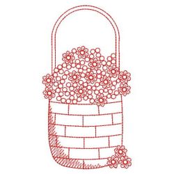 Redwork Flower Basket 04(Md) machine embroidery designs