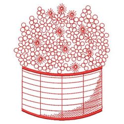 Redwork Flower Basket 05(Sm)