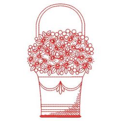 Redwork Flower Basket 07(Sm)