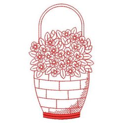 Redwork Flower Basket 09(Sm)