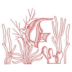 Redwork Tropical Fish 3(Sm) machine embroidery designs